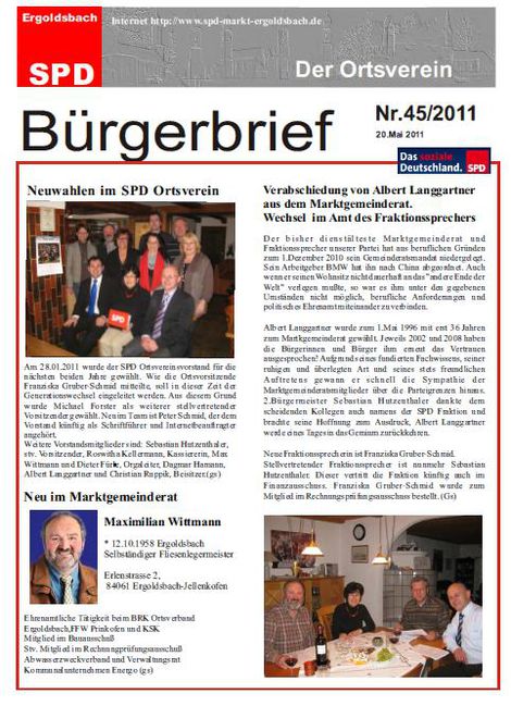 SPD Buergerbrief Ergoldsbach - Mai 2011 - Nummer 45 